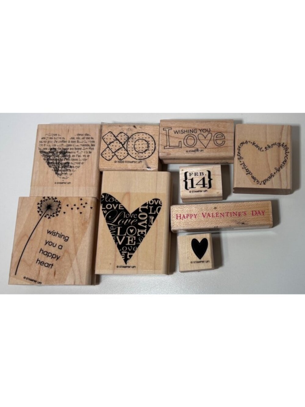 Valentine’s Day-Themed Rubber Stamps Set - Wood Mounted Decorative Craft Stamps